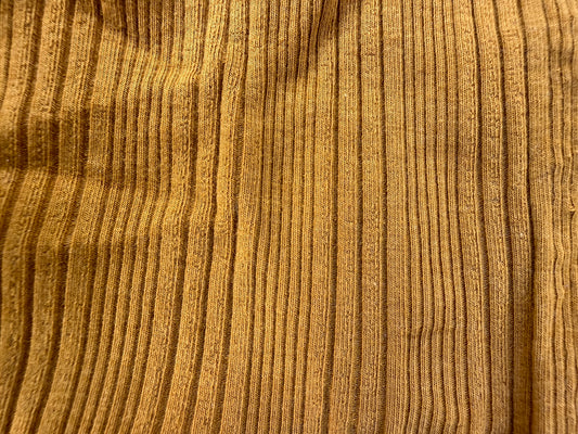Mustard Yellow Variegated Rib Rayon Spandex Knit "Honey Crisp"