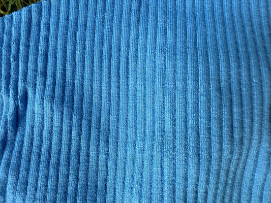 Bright Blue 2x1 Rayon Spandex Rib Knit "Blue Rasberry"