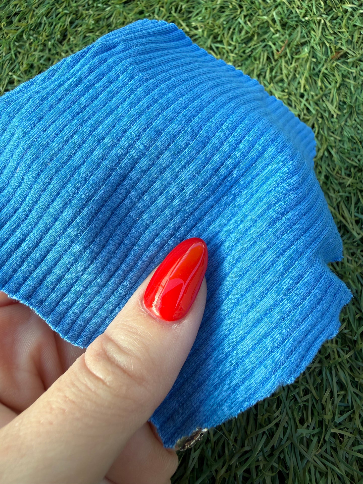 Bright Blue 2x1 Rayon Spandex Rib Knit "Blue Rasberry"