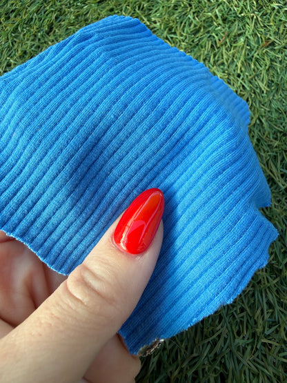 Bright Blue 2x1 Rayon Spandex Rib Knit "Blue Rasberry"