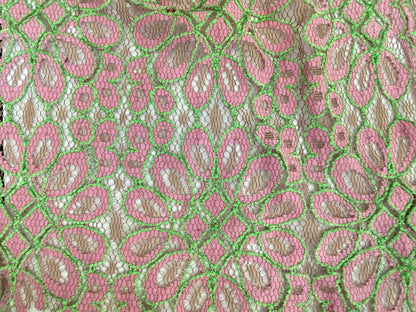 Taupe Pink Lime Polyester Non-Stretch Polyester Lace "Lottie"