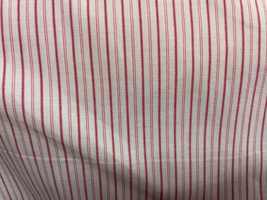 White Pink Stripe Cotton Shirting Poplin "Classic Sharron"