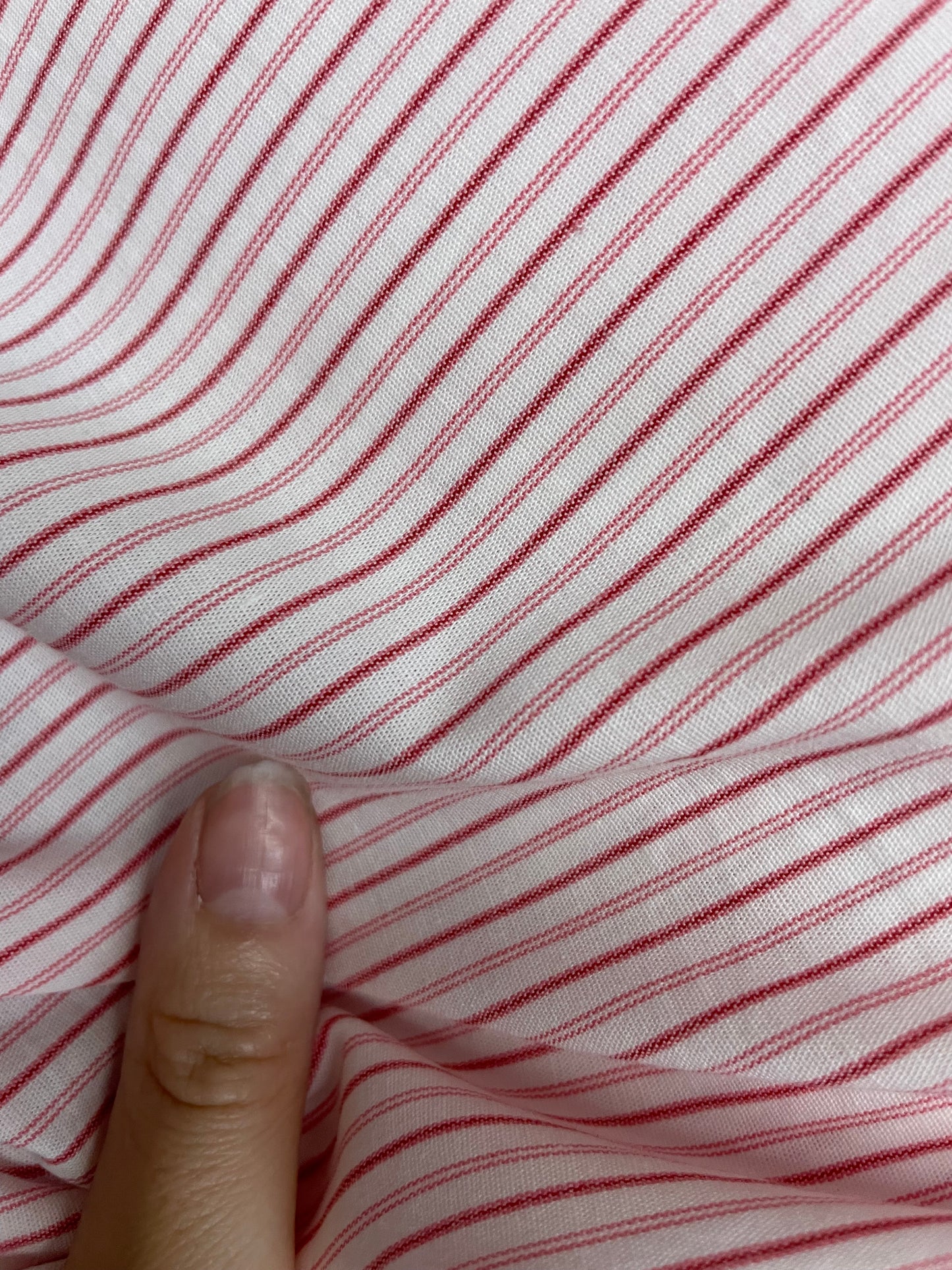 White Pink Stripe Cotton Shirting Poplin "Classic Sharron"