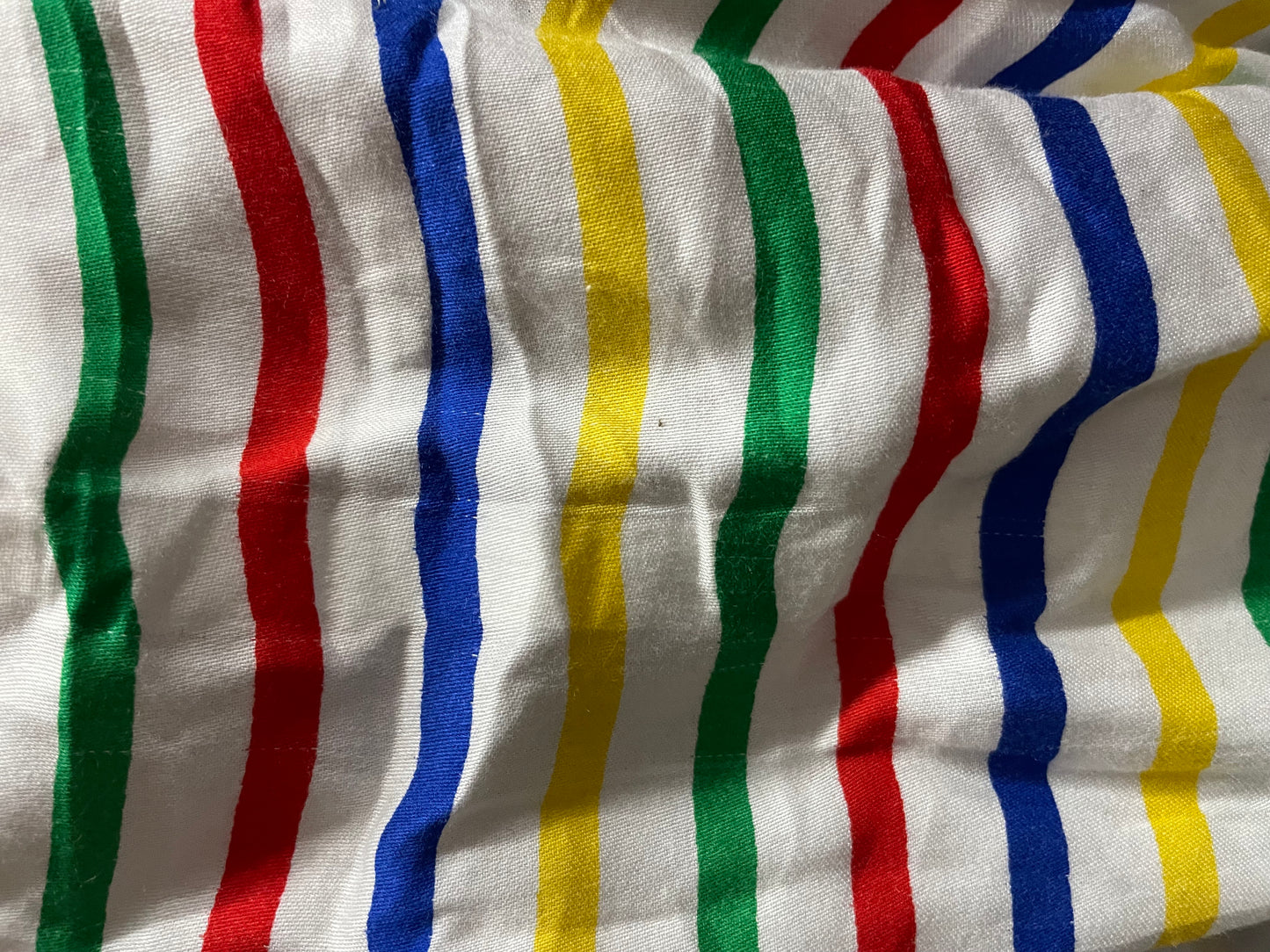 Primary Colors Red Yellow Navy Green White Stripe Rayon Challis "Teddy's Threads"