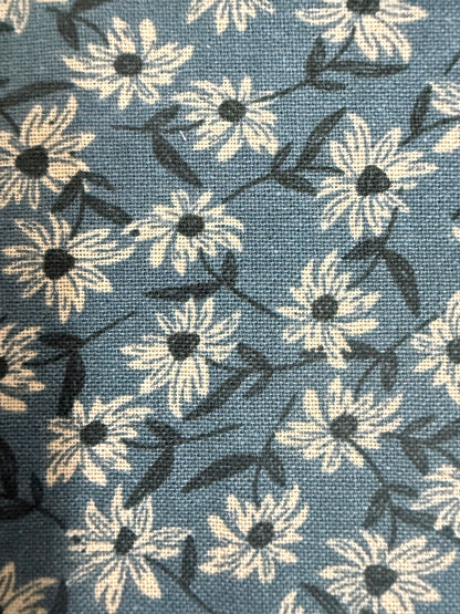 Sage Green Cream Daisy Print Cotton Linen Fabric "Willow Tree"