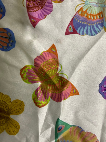 Ivory Multi Color Butterfly Print Polyester Charmeuse Woven “Flying High"