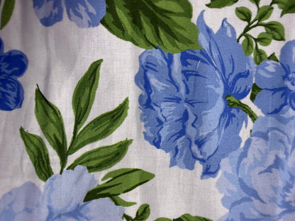 Blue White Floral Print Cotton Poplin " Madelyn"