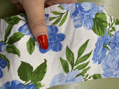 Blue White Floral Print Cotton Poplin " Madelyn"