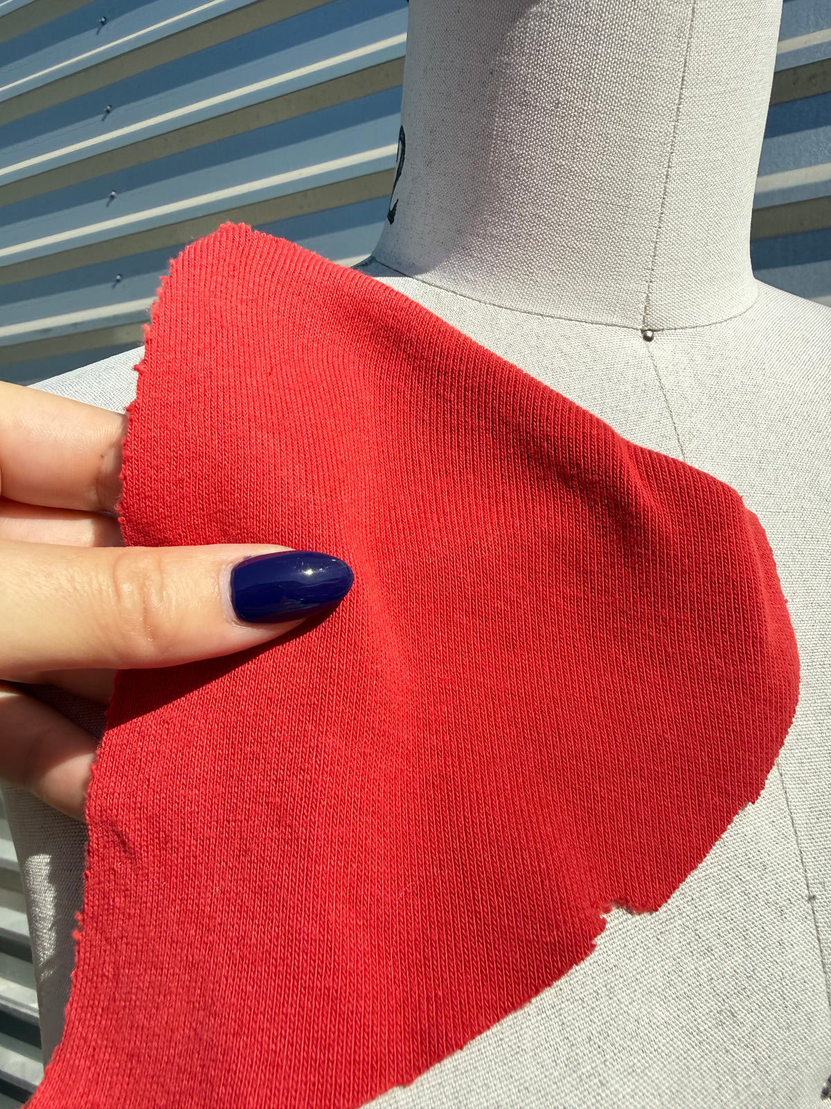 'Roma' Red Cotton Spandex 1x1 Rib Knit Jersey – Deadstock | Pre-Cut Yardage