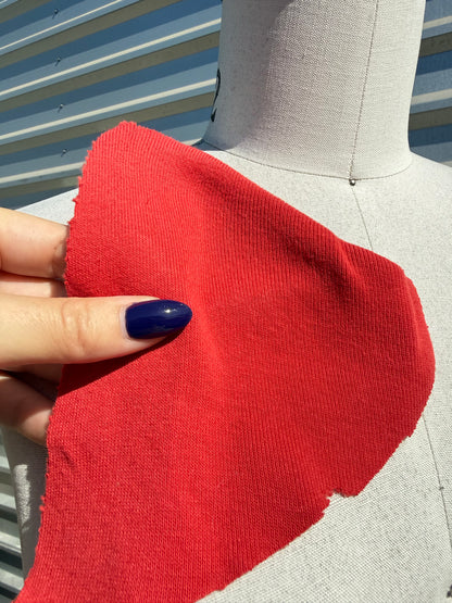 'Roma' Red Cotton Spandex 1x1 Rib Knit Jersey – Deadstock | Pre-Cut Yardage