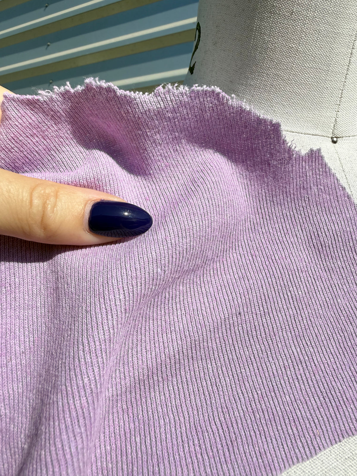 'Lilly' Lilac Purple Cotton Spandex 1x1 Rib Knit Jersey – Deadstock | Pre-Cut Yardage