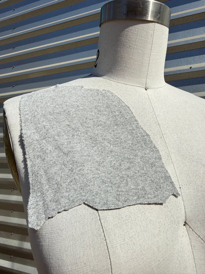 'Hella Heather' Light  Heather Grey Cotton Spandex 1x1 Rib Knit Jersey – Deadstock | Pre-Cut Yardage