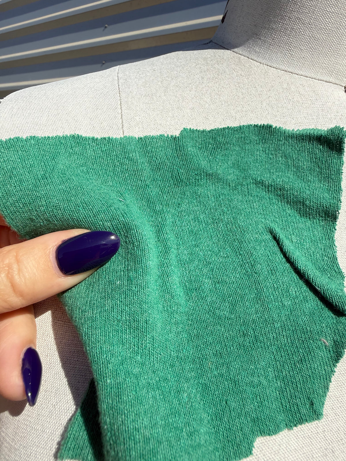 'Fresh Cut Grass' Green Cotton Spandex 1x1 Rib Knit Jersey – Deadstock | Pre-Cut Yardage