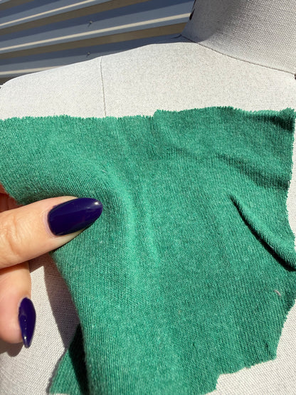'Fresh Cut Grass' Green Cotton Spandex 1x1 Rib Knit Jersey – Deadstock | Pre-Cut Yardage