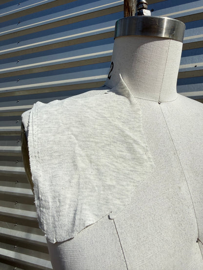 'Half and Half' White Heather Grey Cotton Spandex 1x1 Rib Knit Jersey – Deadstock | Pre-Cut Yardage