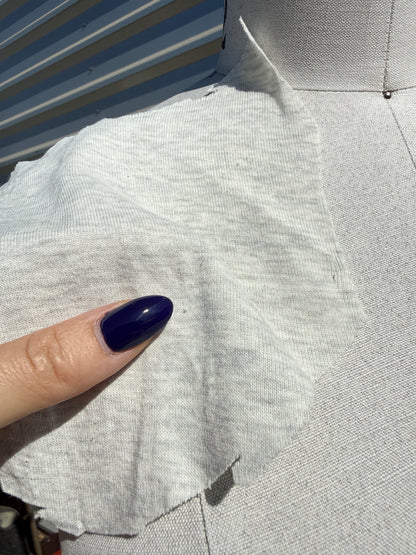 'Half and Half' White Heather Grey Cotton Spandex 1x1 Rib Knit Jersey – Deadstock | Pre-Cut Yardage