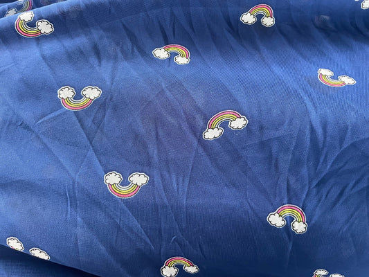 Blue Mini Rainbow Print Polyester Chiffon "Grow at Your Own Pace"