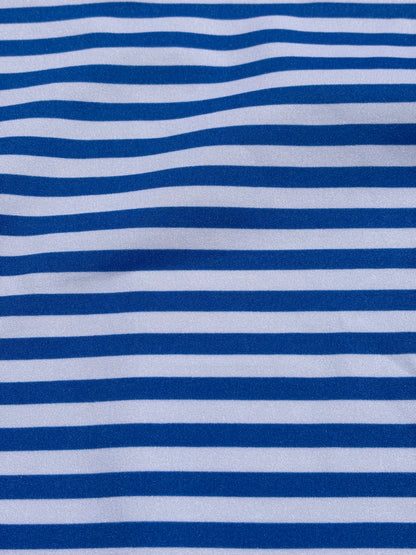 Blue White Stripe Nylon Spandex Swim Knit "Big Splash"