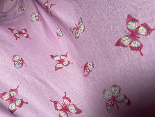 Pink Butterfly Soft Hacci Polyester Spandex Sweater Knit "Butterfly Kisses"