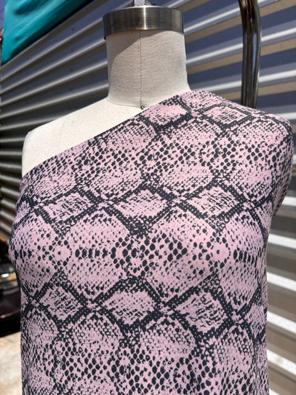 Lavender Purple Black Snake Print Nylon Spandex Swim Knit "Hiss and Makeup"