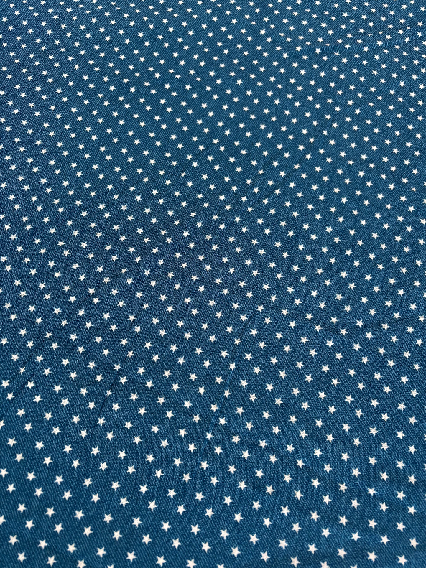 Blue White Star Print Rayon Challis Woven "Stellar"