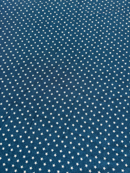 Blue White Star Print Rayon Challis Woven "Stellar"
