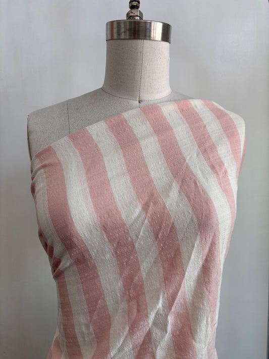 Pink White 1" Stripe Cotton Voile "Sweet Candy"
