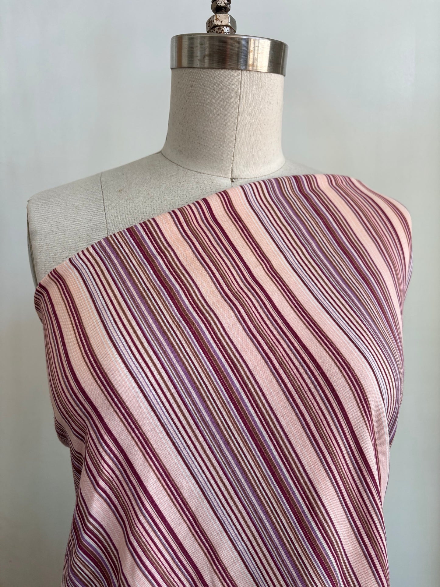 Purple Pink Stripe Cotton Spandex Jersey "Zuri"