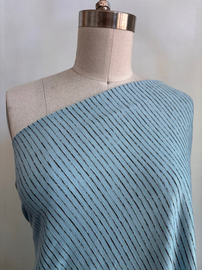 Blue Black Stripe Rayon Spandex Jersey Knit "Lake"