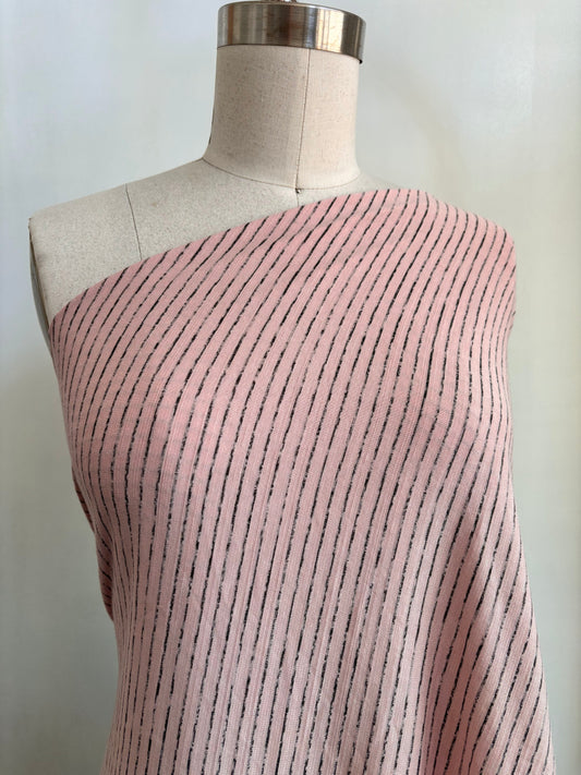 Pink Black Stripe Rayon Spandex Jersey Knit "Blush"