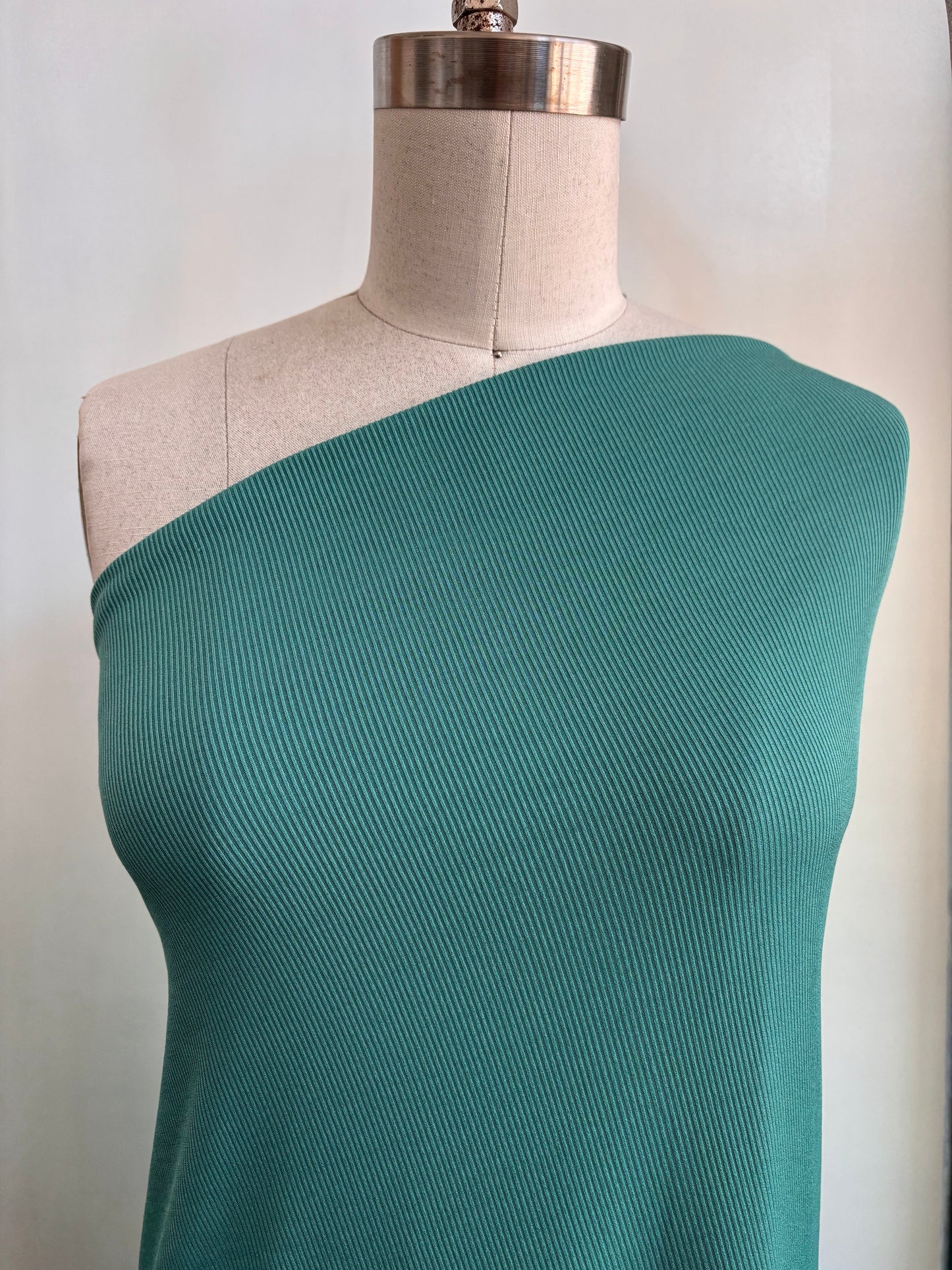 Turquoise Blue Polyester Spandex Rib Knit "Clarity"