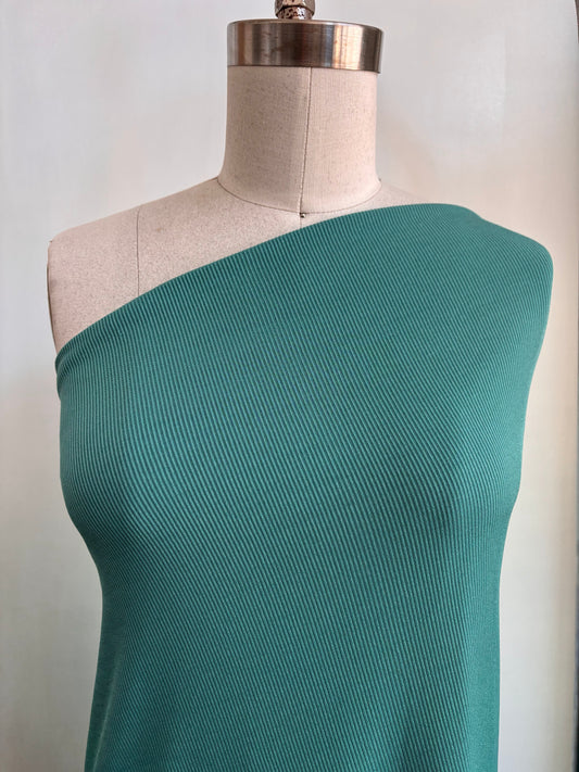 Turquoise Blue Polyester Spandex Rib Knit "Clarity"