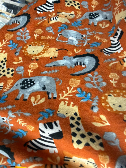 Orange Safari Animal Print Polyester Spandex Brushed Jersey DTY Knit "Ripley’s Safari"