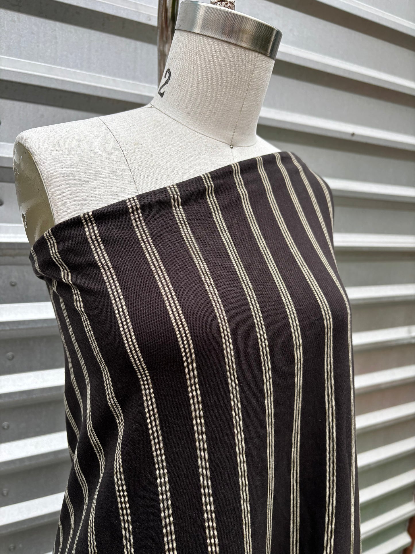 Black Yellow Stripe Cotton Jersey Knit "Devon"