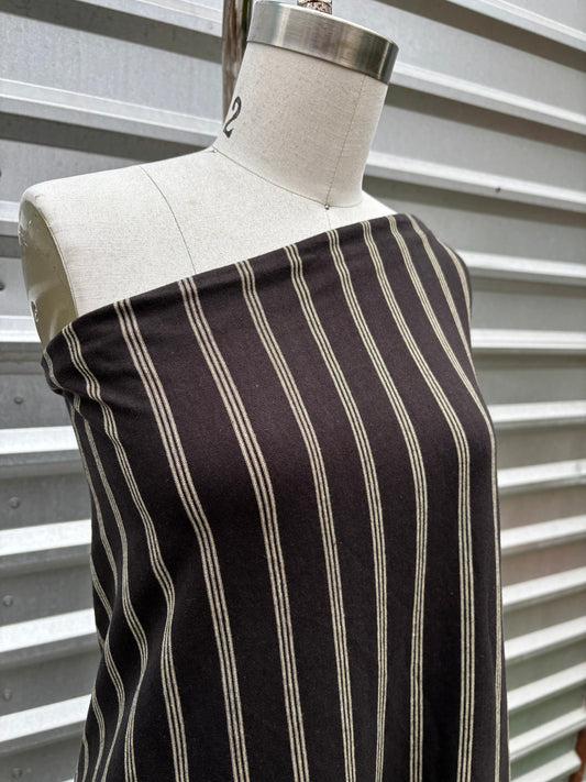 Black Yellow Stripe Cotton Jersey Knit "Devon"