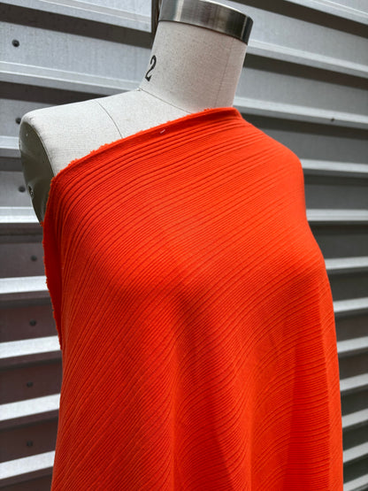Red Orange Varigated Stripe Rib Rayon Knit "Chilli Pepper"