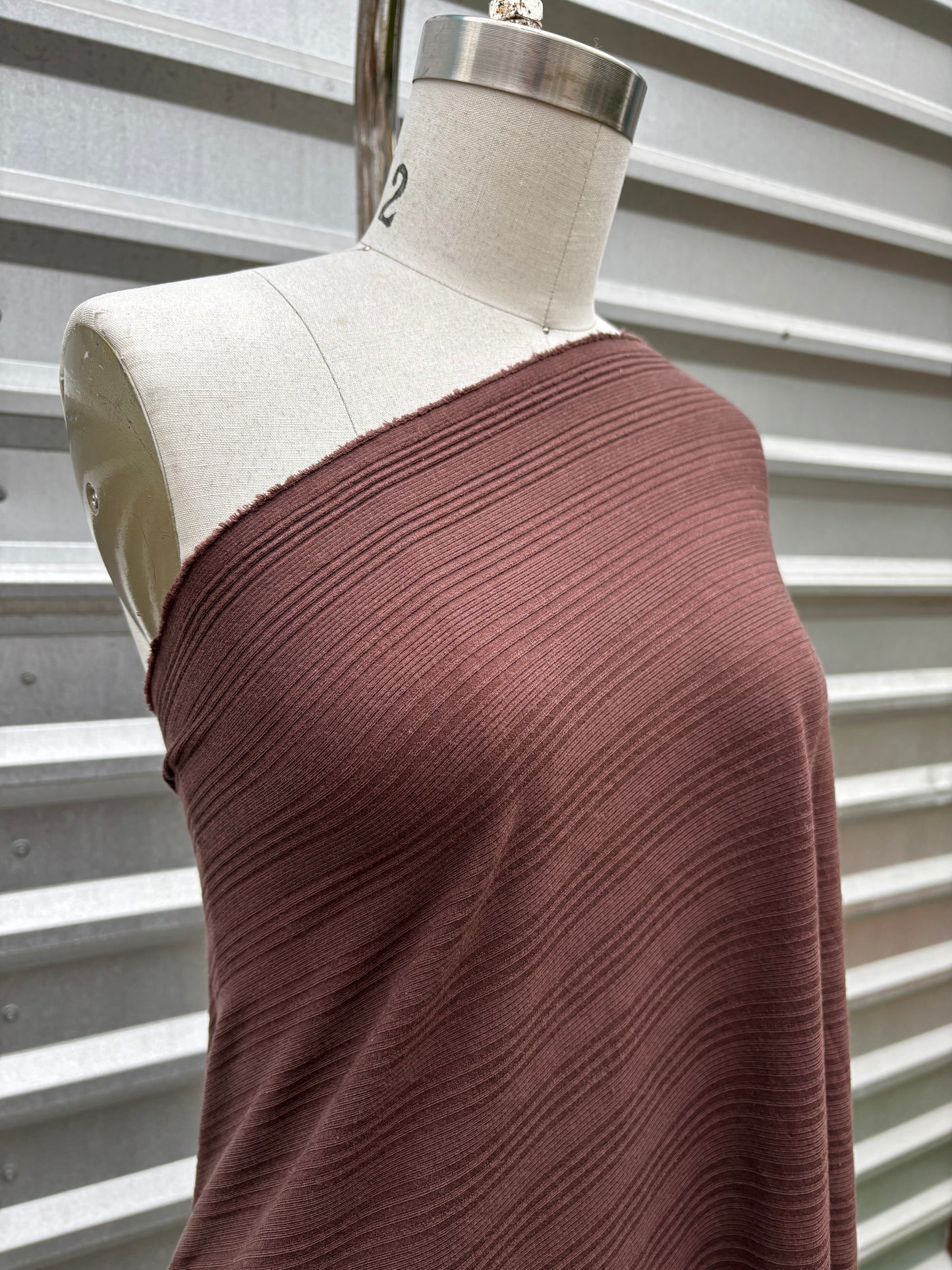 Brown Varigated Stripe Rib Rayon Knit "Brownie Bite"