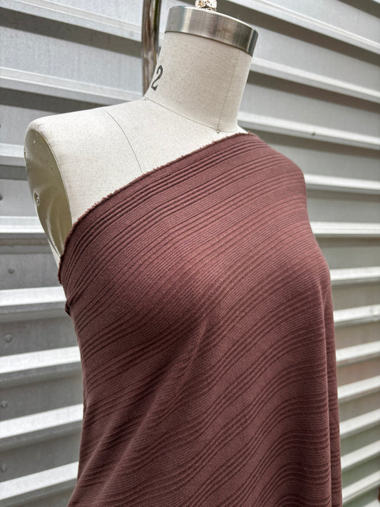 Brown Varigated Stripe Rib Rayon Knit "Brownie Bite"