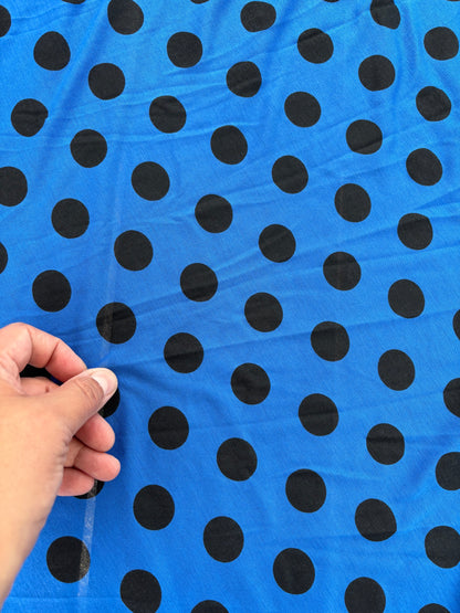Blue Black Polka Dot Cotton Jersey Knit "Larry"