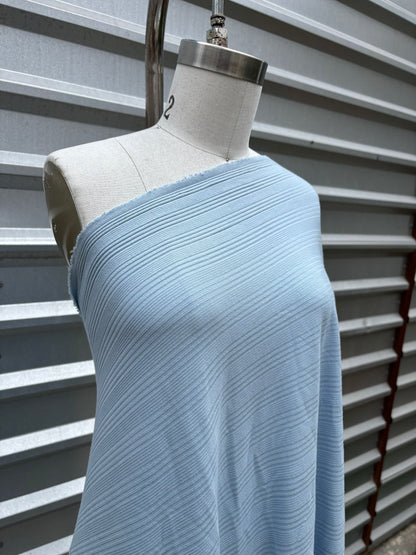 Light Blue Varigaed Rib Rayon Spandex Knit " Crushed Ice"