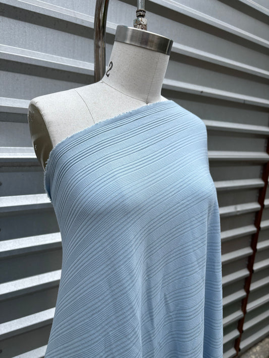 Light Blue Varigaed Rib Rayon Spandex Knit " Crushed Ice"