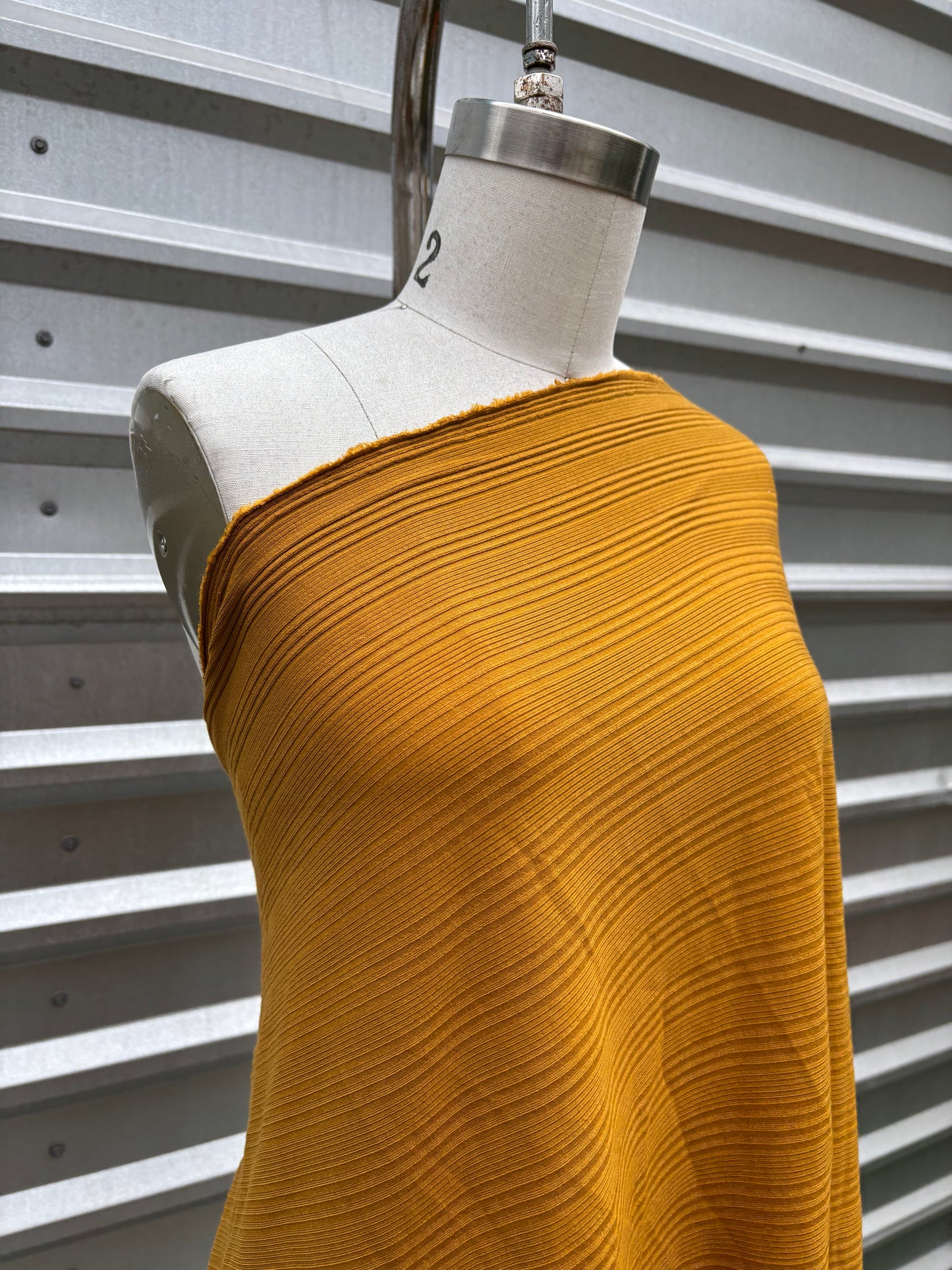 Gold Yellow Varigated Rib Rayon Knit " Honey Mustard'