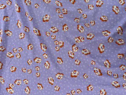 Purple Lavender Orange Floral Polyester Spandex Rib Knit "Danae"