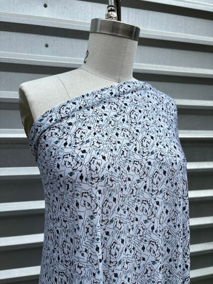 Blue Black Rain Clouds Rayon Jersey Knit "Rainy Daze"