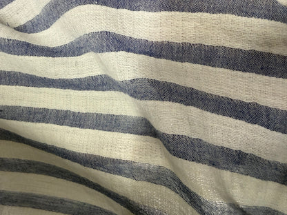 Blue White Stripe Cotton Gauze "In the Coves"