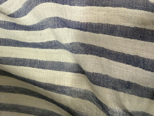 Blue White Stripe Cotton Gauze "In the Coves"