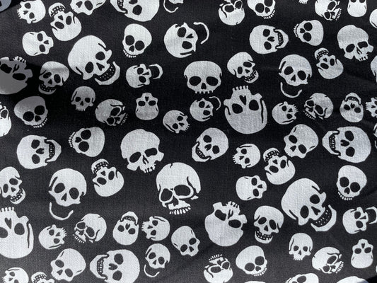 Black White Skull Cotton Twill Woven "Bone Head"