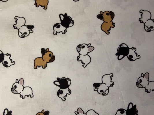White Black Mini Dog Print Cotton Poplin Quilt Woven “Little Spot"