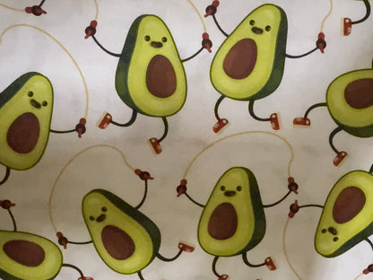 Avocado Jumprope Print Cotton Poplin Quilt Woven “Guac Gym"