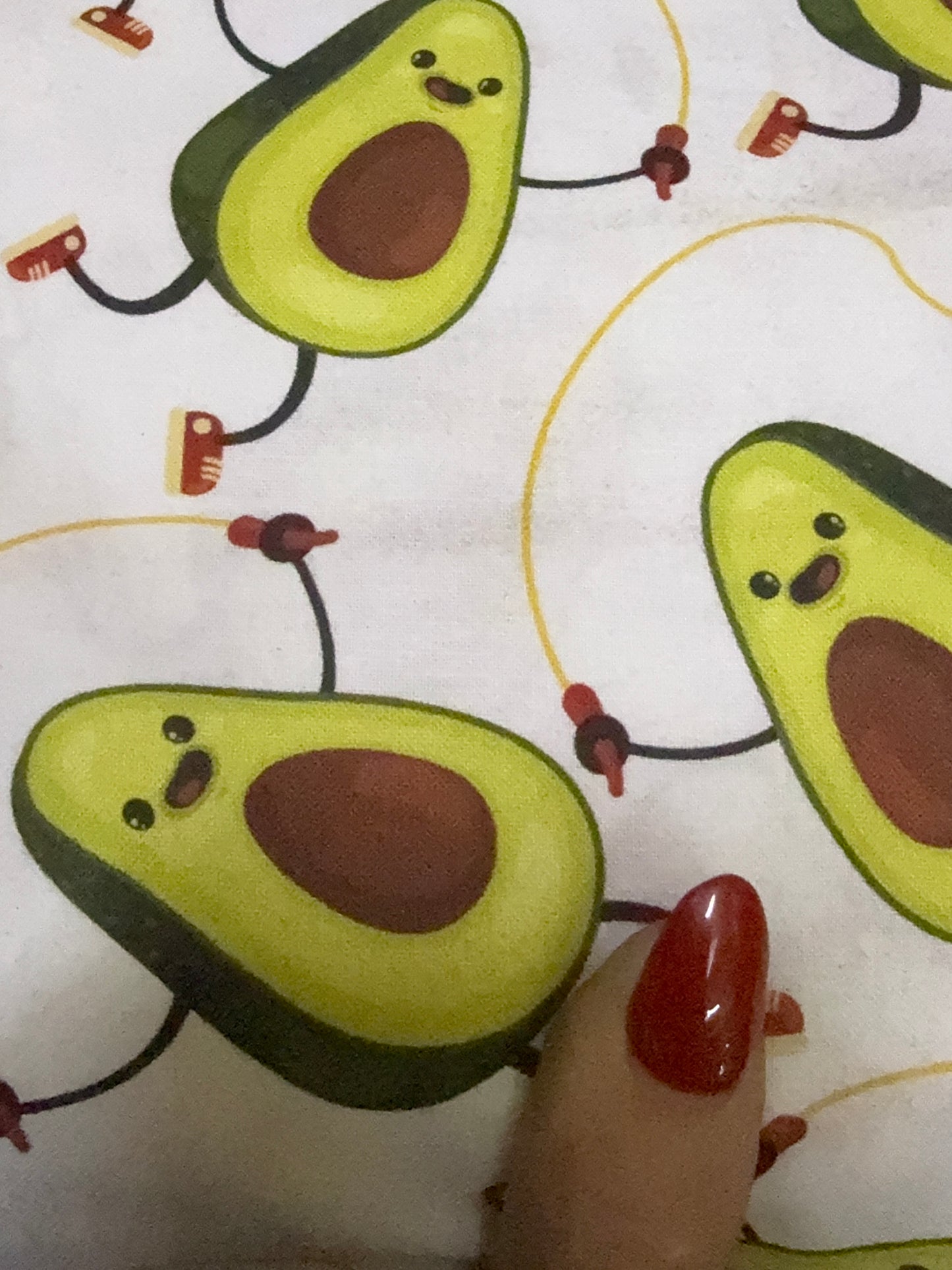 Avocado Jumprope Print Cotton Poplin Quilt Woven “Guac Gym"